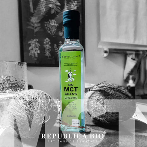 Bio MCT C8 & C10 extras natural din ulei de cocos, ecologic, fara gluten Republica BIO, 250ml